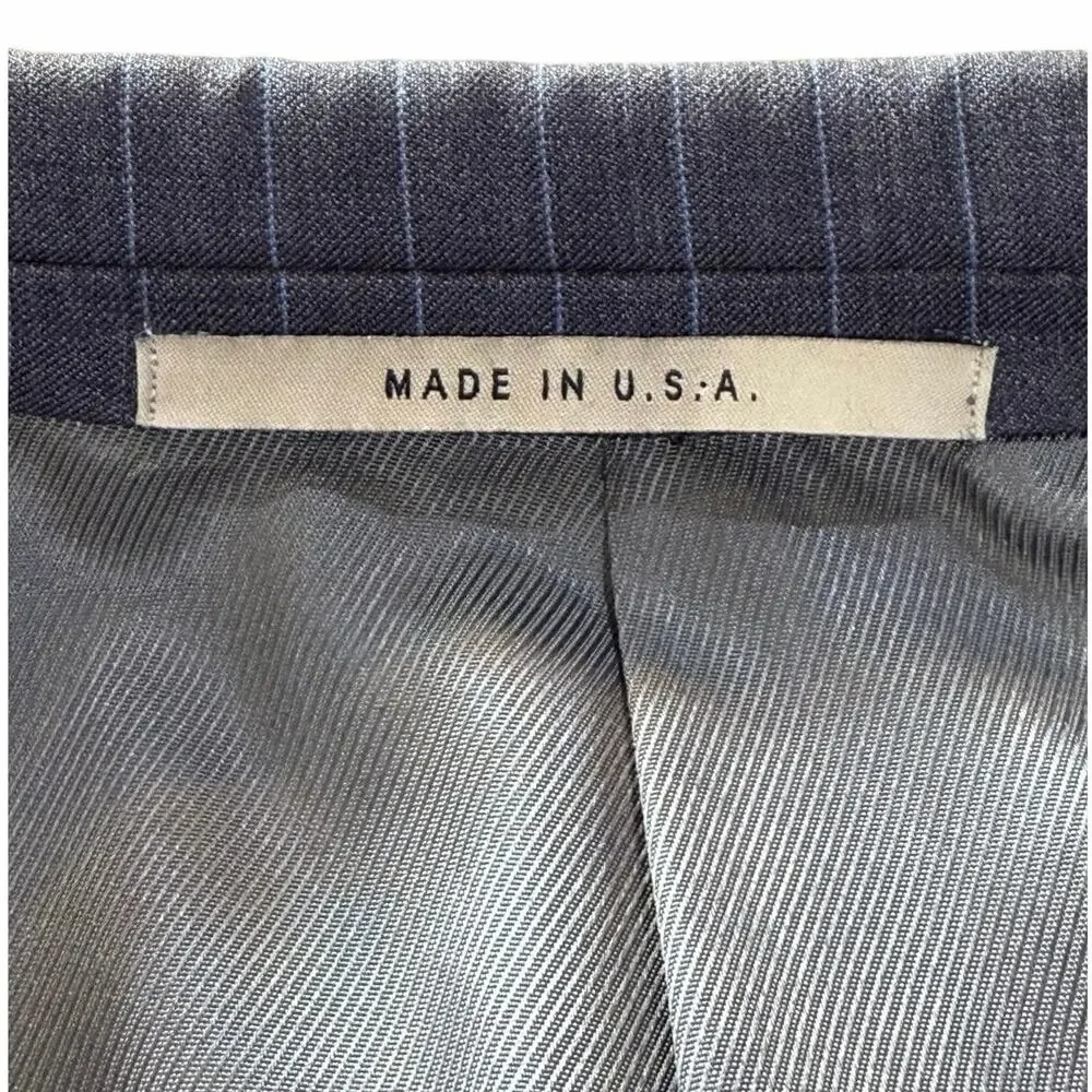 Burberry London Kensington Men's Blazer 44 Long Gray Blue Pinstripe 100% Wool